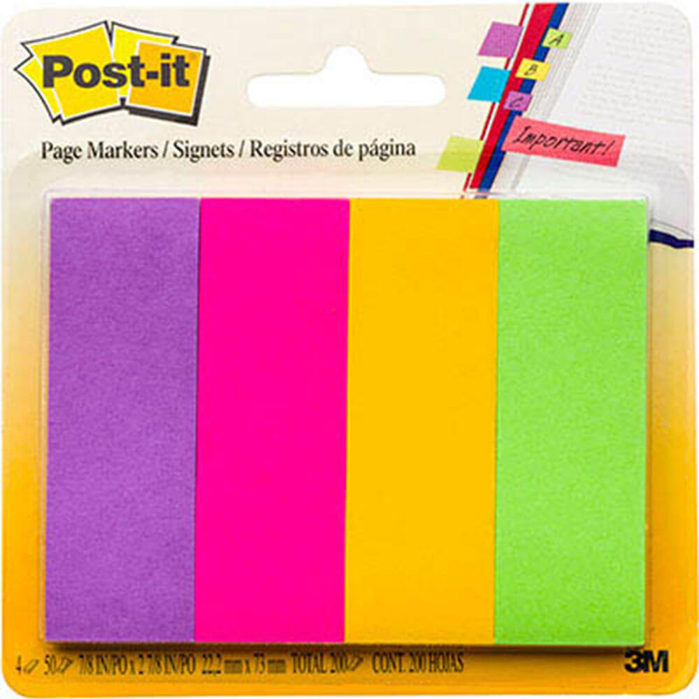 Marcadores de página Post-it 200 folhas 22x73mm (4 cores)